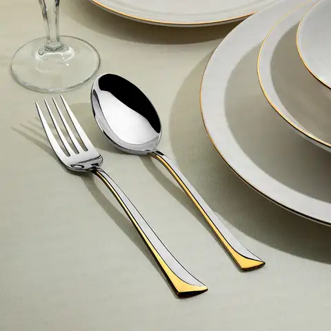 Maksi Altın Saten 12 Kişilik 60 Parça Çatal Kaşık Takımı