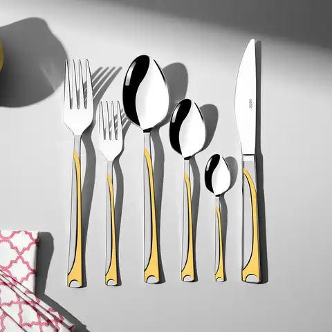 Fiesta Altın Saten 12 Kişilik 72 Parça Kutulu Çatal Kaşık Bıçak Takımı