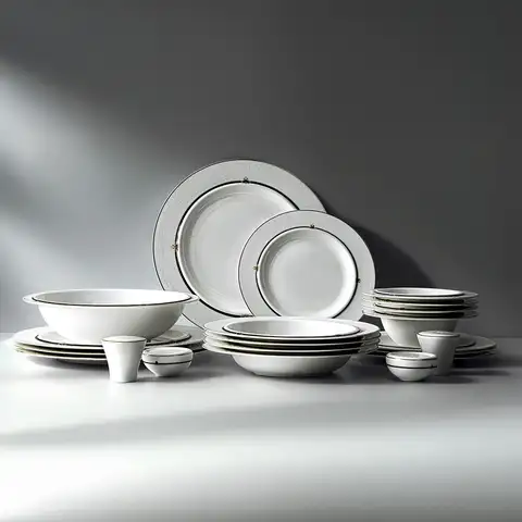 Margaret Black Dream 57 Parça Porselen Yemek Takımı