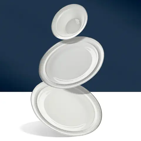 Camelia Platin Yaldızlı 28 Parça Porselen Yemek Takımı