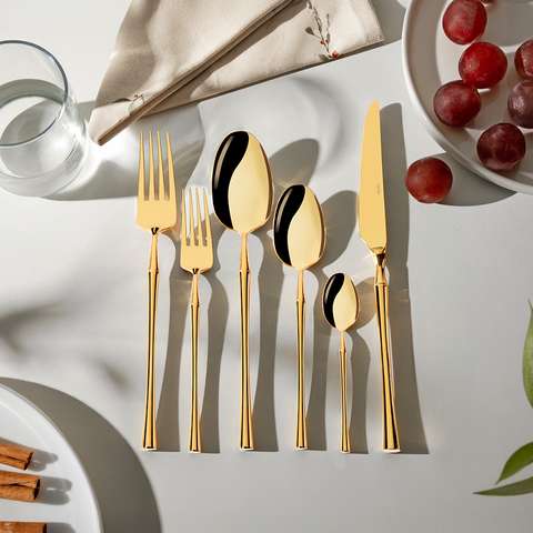 Marbella Full Altın 12 Kişilik 72 Parça Kutulu Çatal Kaşık Bıçak Takımı