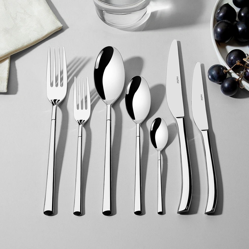 Elegance Sade 12 Kişilik 84 Parça Deri Kutulu Çatal Kaşık Bıçak Takımı