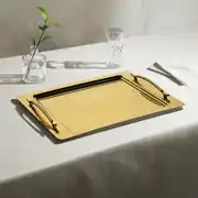 Rana Full Altın Dekorlu Çelik Çay Tepsi