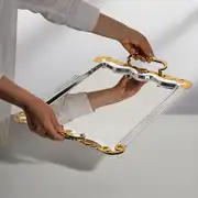 Babil Altın Sade Çelik Çay Tepsi