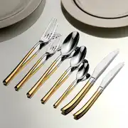 Elegance Altın Sade 12 Kişilik 84 Parça Kutulu Çatal Kaşık Bıçak Takımı
