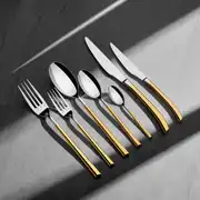 Elegance Altın Sade 12 Kişilik 84 Parça Kutulu Çatal Kaşık Bıçak Takımı