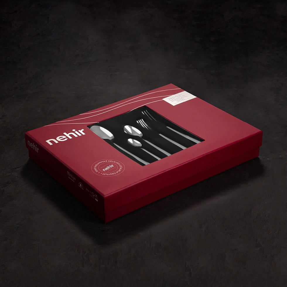 Elegance Altın Sade 6 Kişilik 36 Parça Kutulu Çatal Kaşık Bıçak Takımı