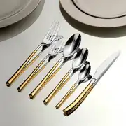 Elegance Altın Sade 6 Kişilik 36 Parça Kutulu Çatal Kaşık Bıçak Takımı