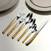 Elegance Altın Saten 6 Kişilik 36 Parça Kutulu Çatal Kaşık Bıçak Takımı