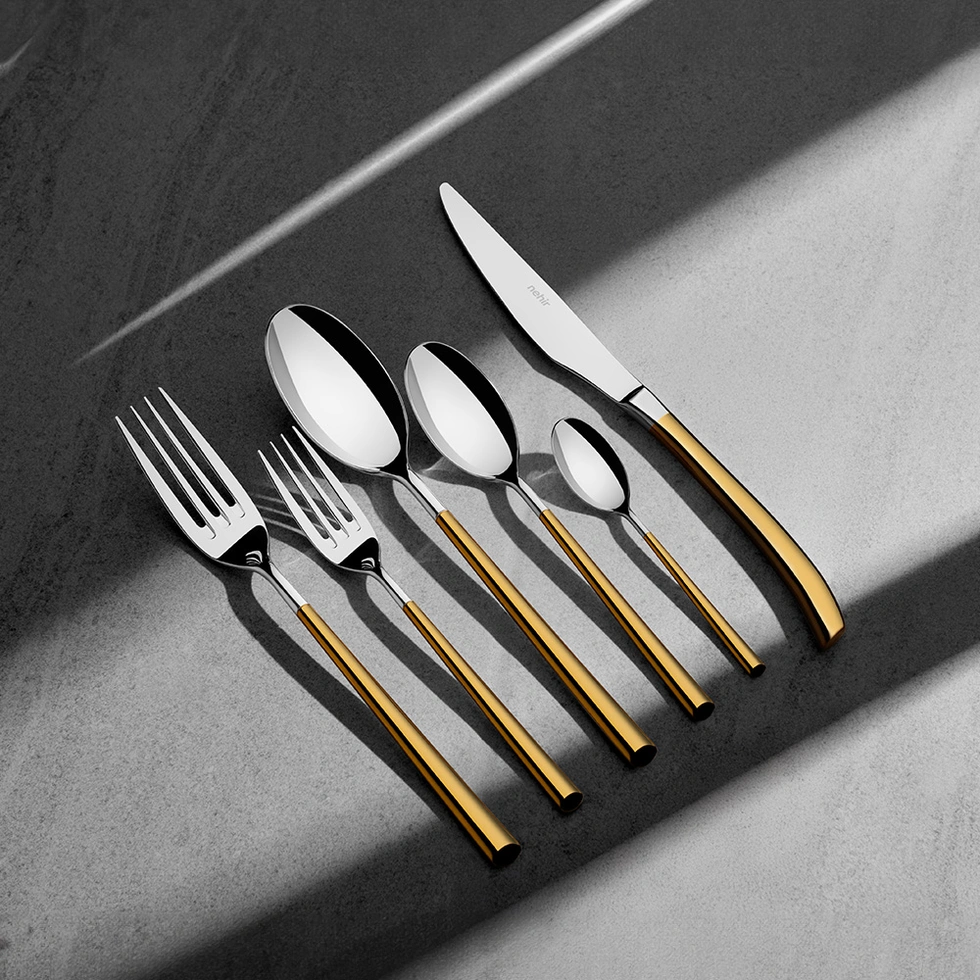 Elegance Altın Saten 6 Kişilik 36 Parça Kutulu Çatal Kaşık Bıçak Takımı