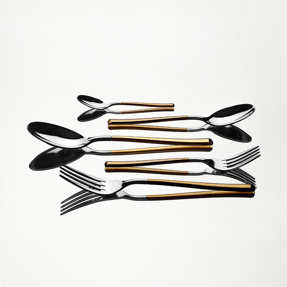 Elegance Altın Saten 6 Kişilik 36 Parça Kutulu Çatal Kaşık Bıçak Takımı