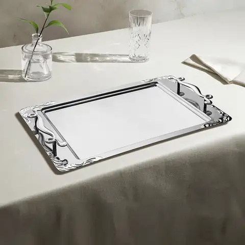 Lalezar Sade Çelik Kahve Tepsi