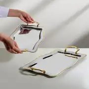 Zincir 2'li Altın Saten Çelik Tepsi Seti