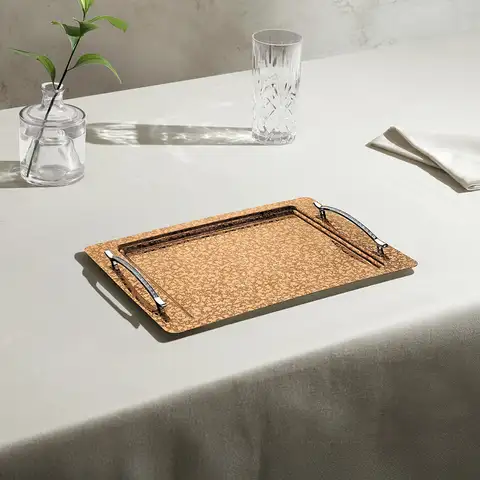 Rana Full Bronz Dekorlu Kahve Tepsi