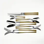 Marbella Altın Saten 6 Kişilik 36 Parça Çatal Kaşık Bıçak Takımı