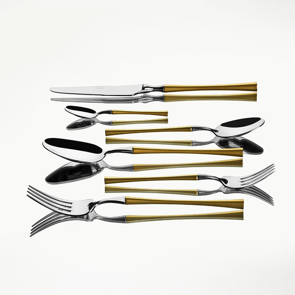 Marbella Altın Saten 6 Kişilik 36 Parça Çatal Kaşık Bıçak Takımı