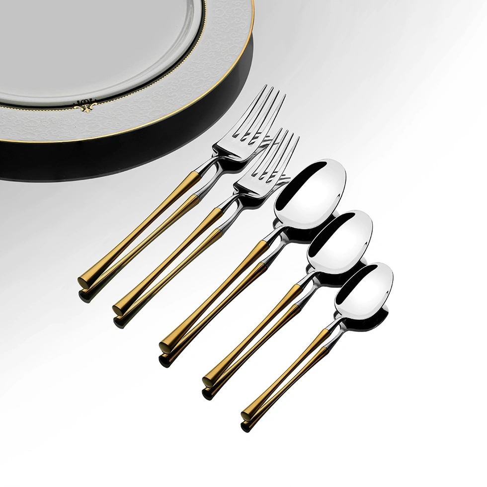 Marbella Altın Saten 6 Kişilik 36 Parça Çatal Kaşık Bıçak Takımı