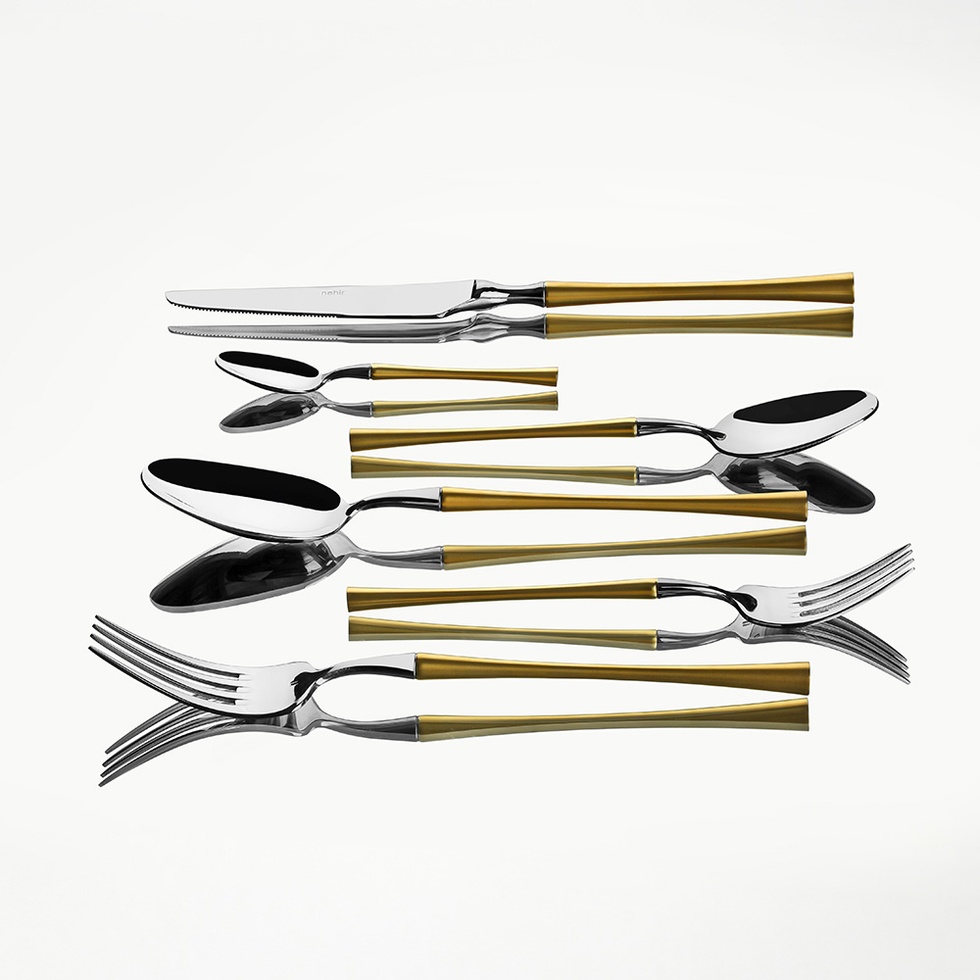 Marbella Altın Saten 12 Kişilik 72 Parça Çatal Kaşık Bıçak Takımı