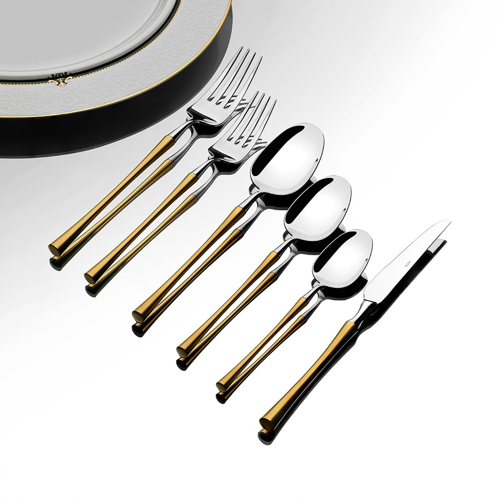 Marbella Altın Saten 12 Kişilik 72 Parça Çatal Kaşık Bıçak Takımı