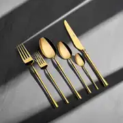 Marbella Full Altın 6 Kişilik 36 Parça Çatal Kaşık Bıçak Takımı