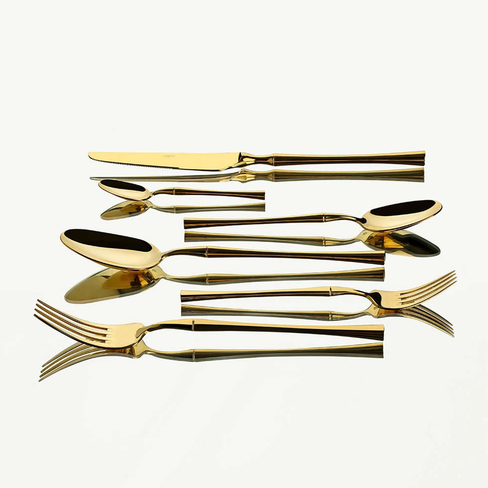 Marbella Full Altın 6 Kişilik 36 Parça Çatal Kaşık Bıçak Takımı
