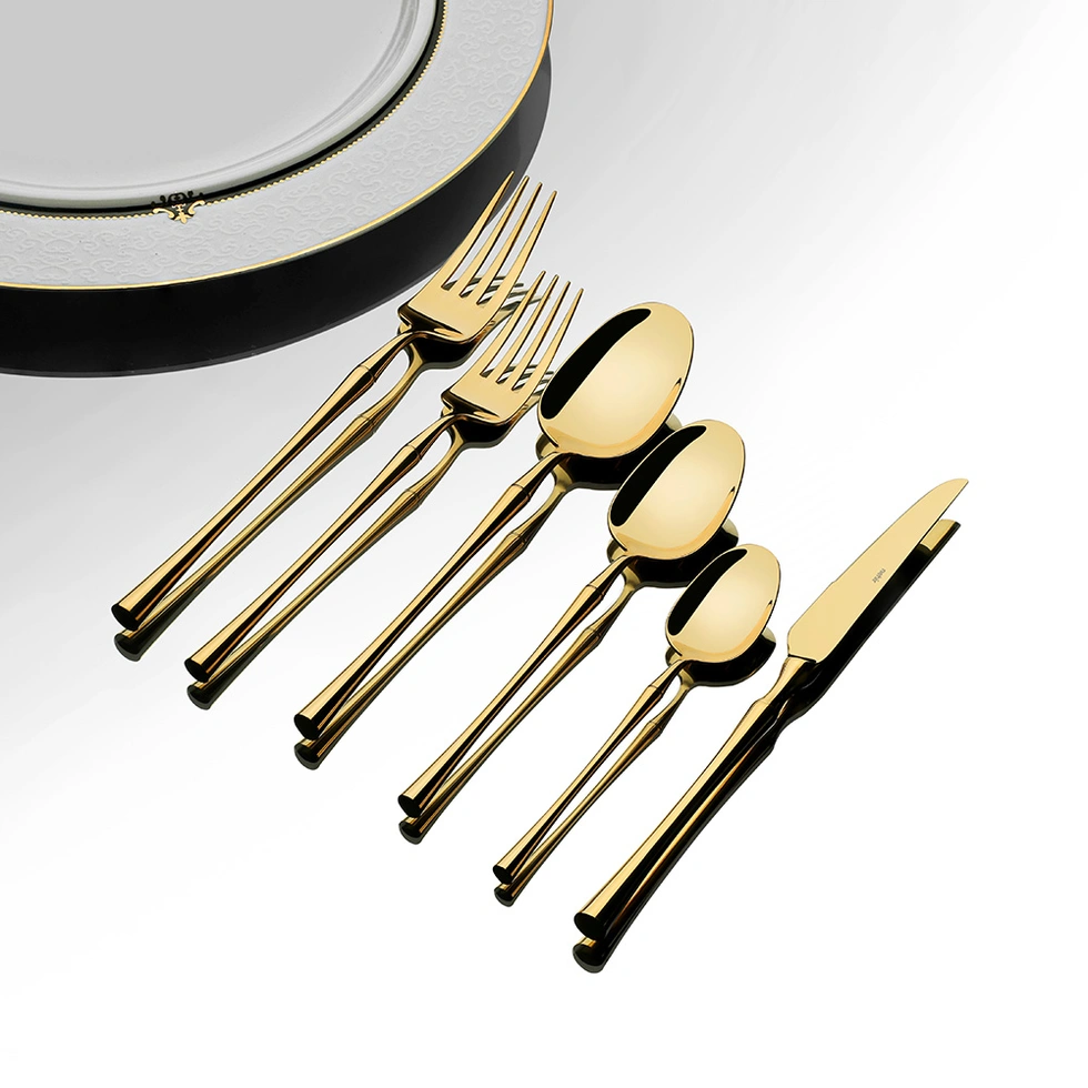 Marbella Full Altın 6 Kişilik 36 Parça Çatal Kaşık Bıçak Takımı