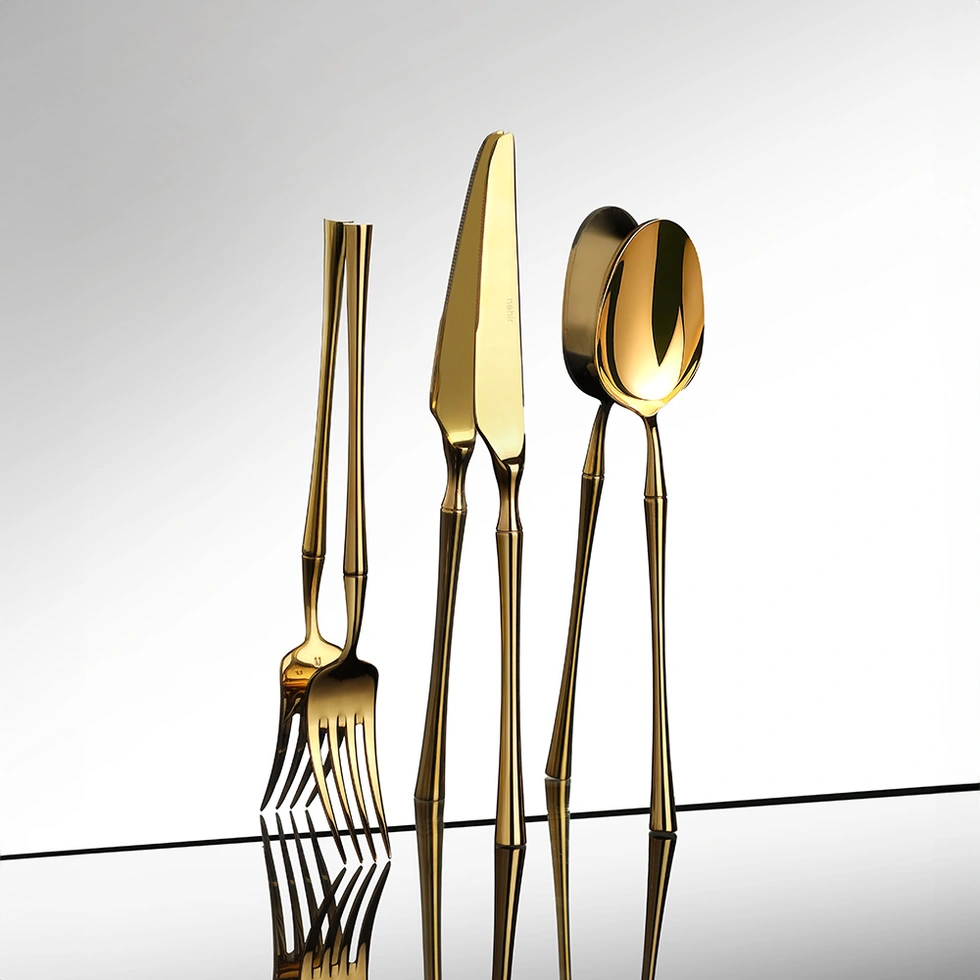 Marbella Full Altın 6 Kişilik 36 Parça Çatal Kaşık Bıçak Takımı