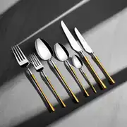 Marbella Altın Saten 12 Kişilik 84 Parça Deri Çatal Kaşık Bıçak Takımı