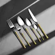 Marbella Altın Sade 12 Kişilik 72 Parça Çatal Kaşık Bıçak Takımı