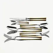 Marbella Altın Sade 12 Kişilik 72 Parça Çatal Kaşık Bıçak Takımı