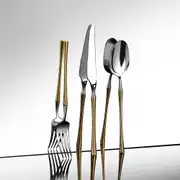 Marbella Altın Sade 12 Kişilik 72 Parça Çatal Kaşık Bıçak Takımı