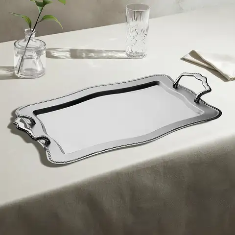 Zincir Saten Çelik Çay Tepsi