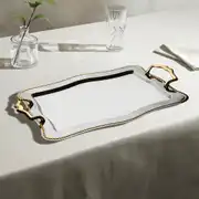 Zincir 2'li Altın Sade Çelik Tepsi Seti