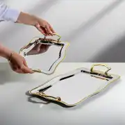 Zincir 2'li Altın Sade Çelik Tepsi Seti