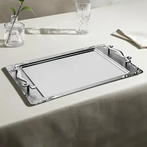 Lalezar Saten Çelik Kahve Tepsi