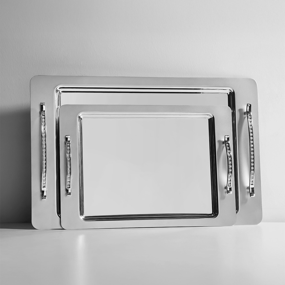 Rana 2'li Saten Çelik Tepsi Seti