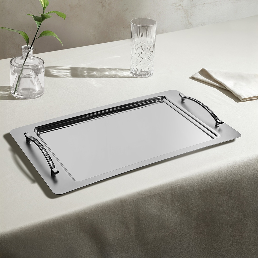 Rana 2'li Saten Çelik Tepsi Seti