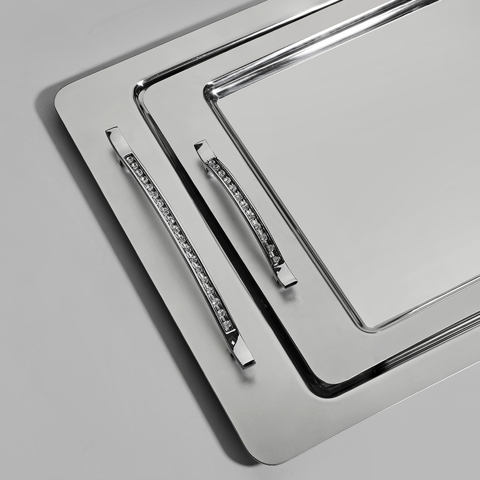 Rana 2'li Saten Çelik Tepsi Seti