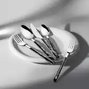 Tulip Siyah 6 Kişilik Mermer Desenli 30 Parça Çatal Kaşık Bıçak Takımı