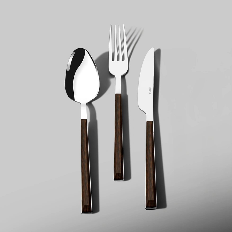 Viola Ahşap 6 Kişilik Desenli 18 Parça Çatal Kaşık Bıçak Takımı