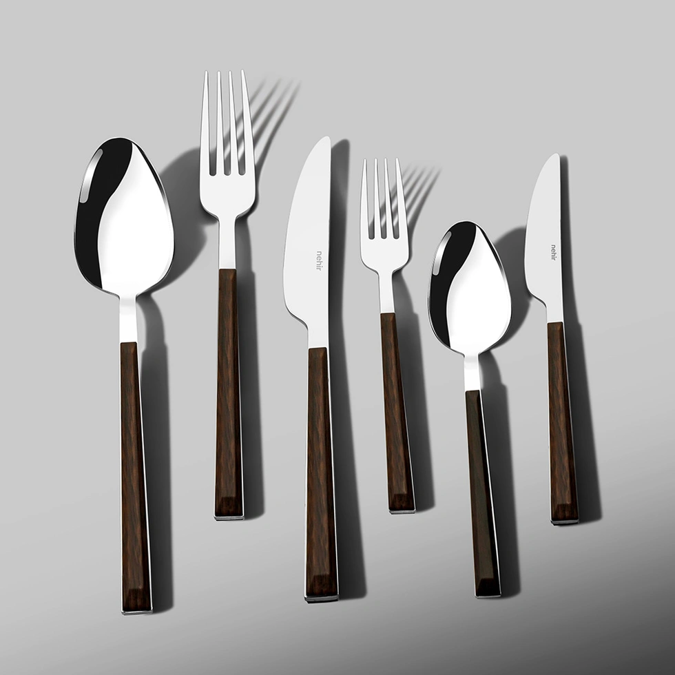 Viola Ahşap 6 Kişilik Desenli 36 Parça Çatal Kaşık Bıçak Takımı