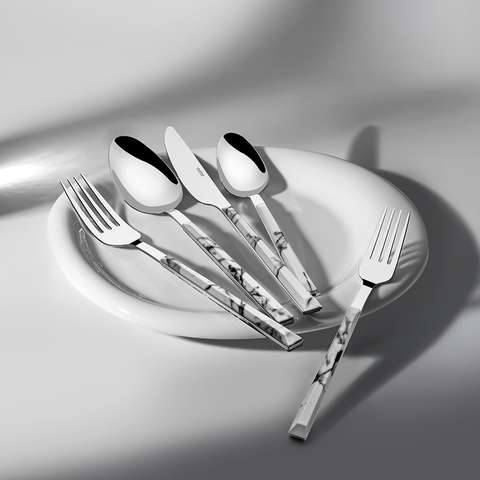 Flora Beyaz 6 Kişilik Desenli 30 Parça Çatal Kaşık Bıçak Takımı