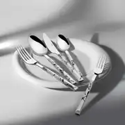 Flora Beyaz 6 Kişilik Desenli 30 Parça Çatal Kaşık Bıçak Takımı