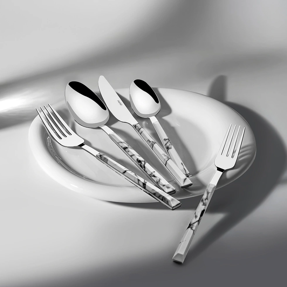 Flora Beyaz 6 Kişilik Desenli 30 Parça Çatal Kaşık Bıçak Takımı