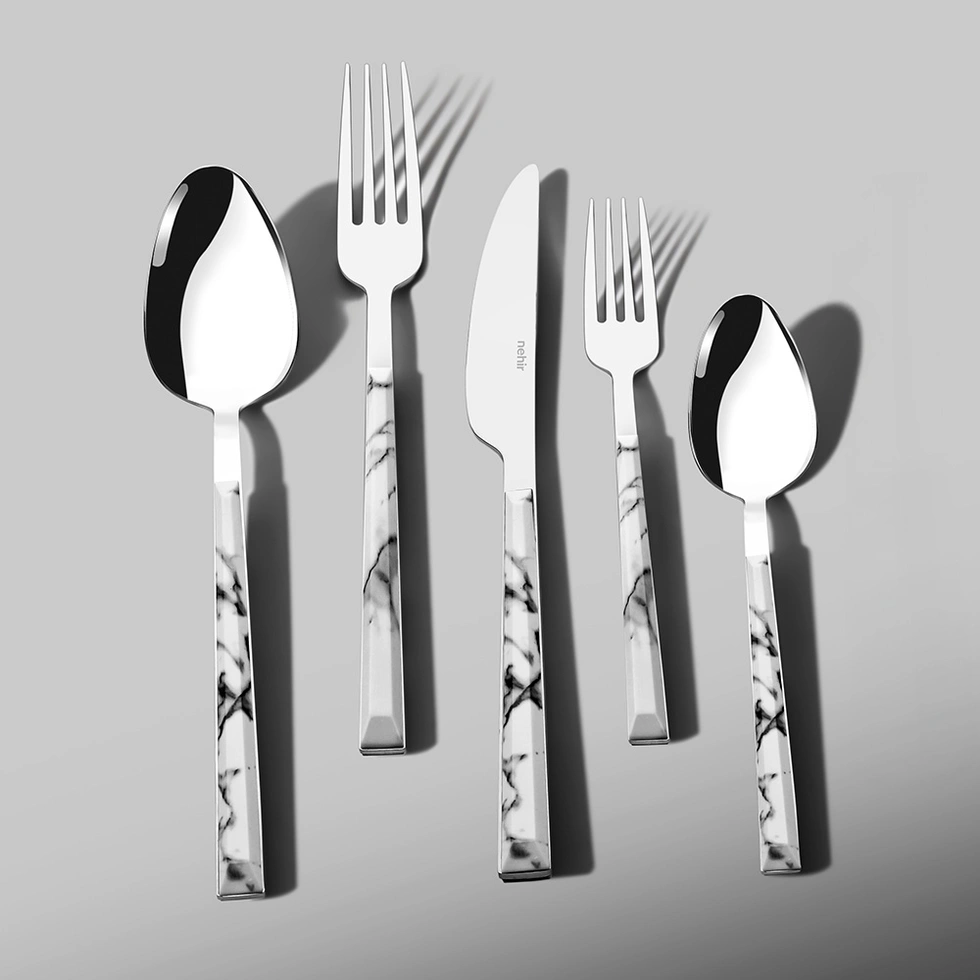 Flora Beyaz 6 Kişilik Desenli 30 Parça Çatal Kaşık Bıçak Takımı