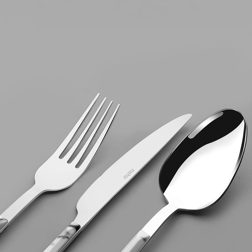 Flora Beyaz 6 Kişilik Desenli 30 Parça Çatal Kaşık Bıçak Takımı