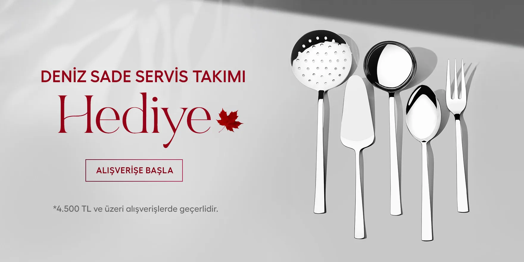 4500 TL ve Üzerine Deniz 5 Parça Servis Takımı Hediye!