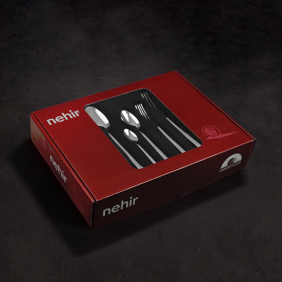 Milas Sade 12 Kişilik 84 Parça Deri Kutulu Çatal Kaşık Bıçak Takımı