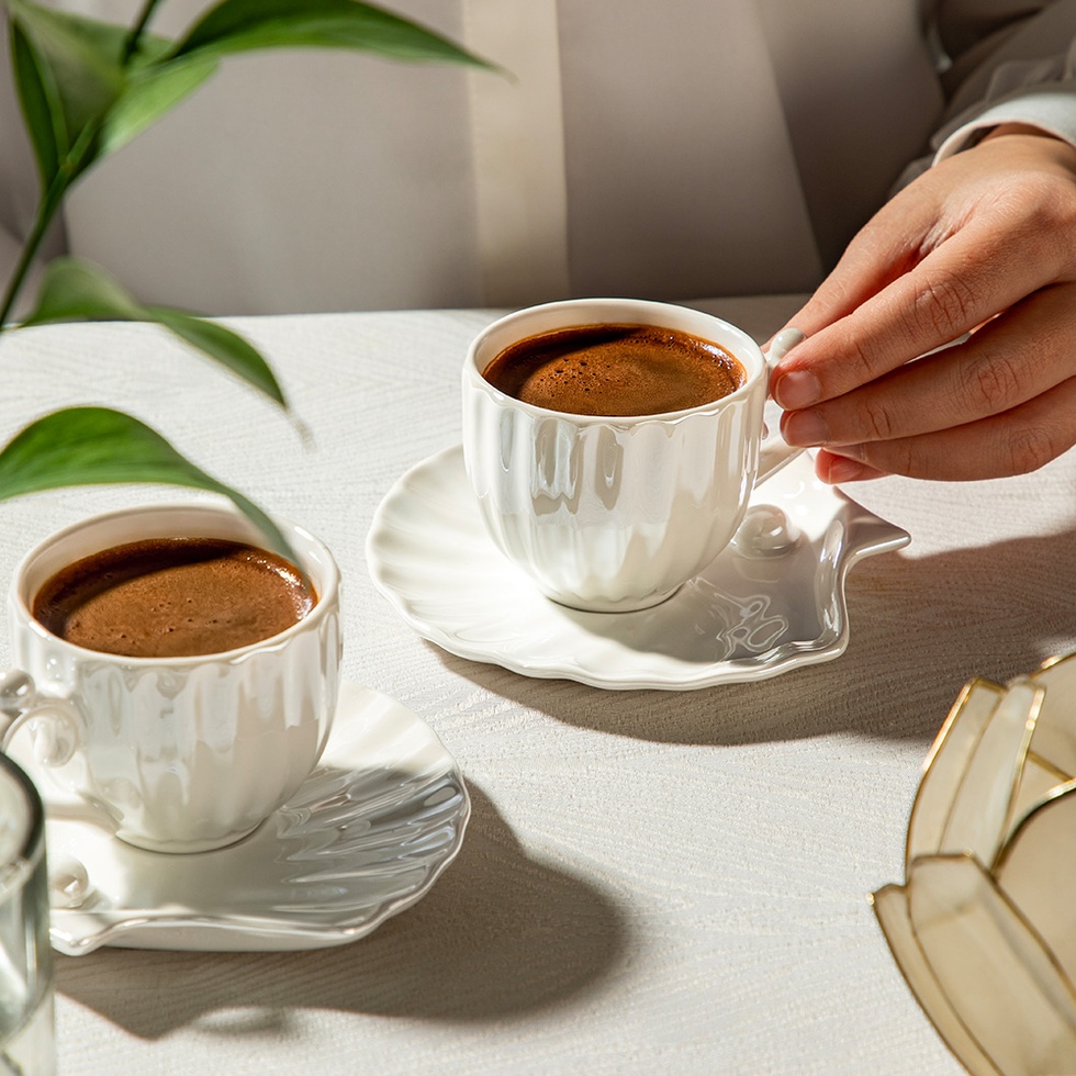 Perla 6 Kişilik 12 Parça Porselen Kahve Fincan Takımı