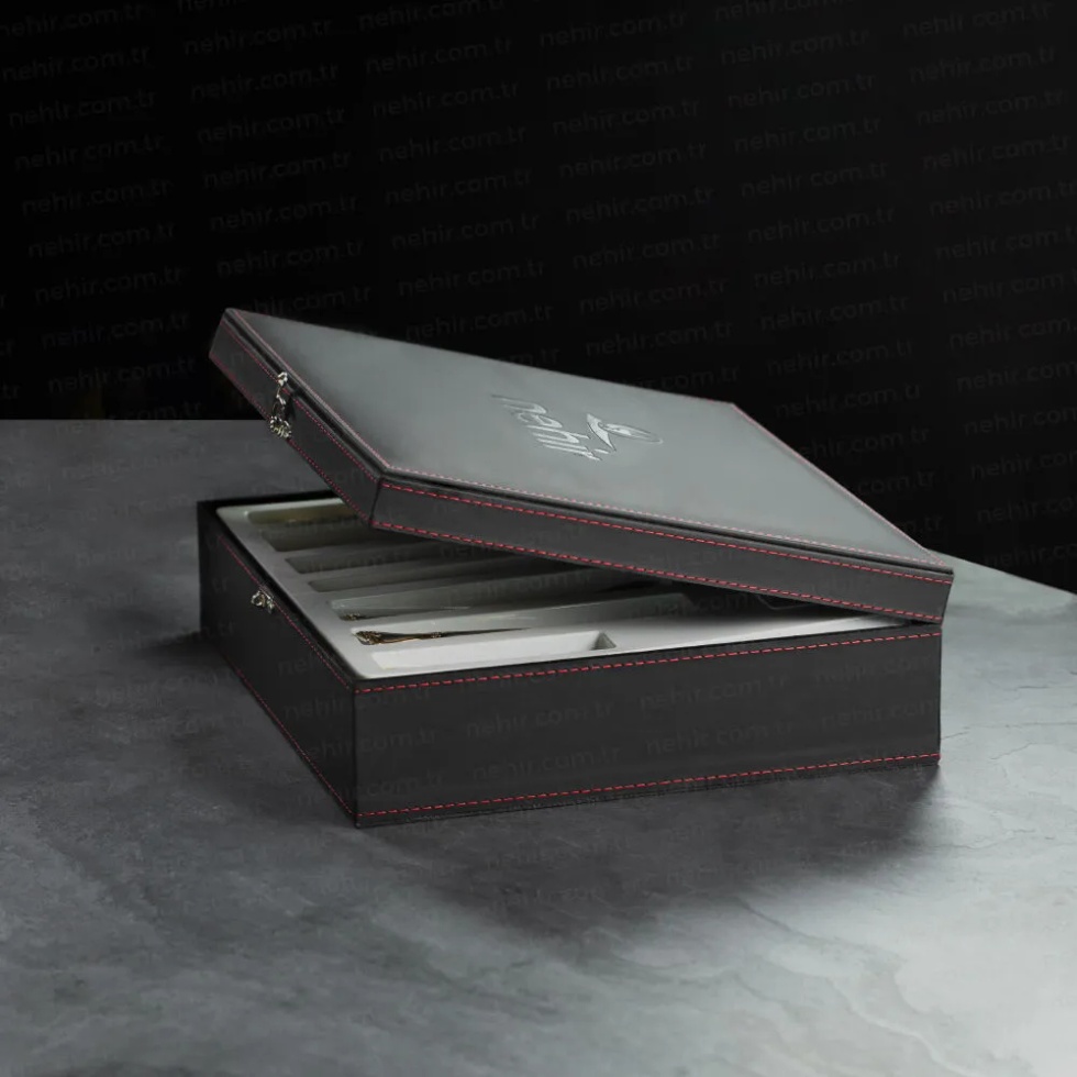 Gloria Saten 12 Kişilik 84 Parça Deri Kutulu Çatal Kaşık Bıçak Takımı